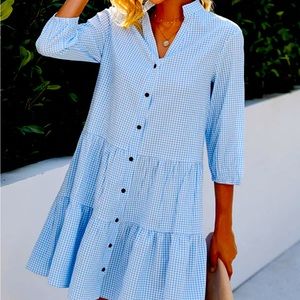 Brand new light blue and white gingham . Cotton material never worn